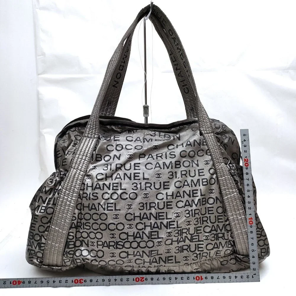 Chanel Hand Bag Silver Nylon